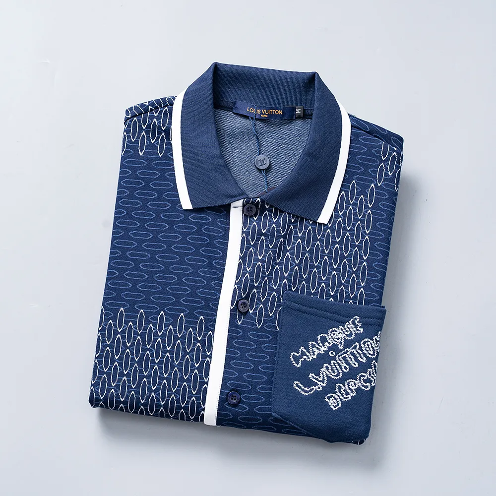 30162# 2026 spring and summer official website New Arrival shirt T-shirt, knitted jacquard fabric is handsome, the fabric is comfortable, the workmanship is rigorous, and the wiring is neat. Good upper body effect·Sizes M-3XL Royal Blue